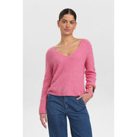 Nümph, Nuriette Rib V-Neck Pullover, Pink Cosmos