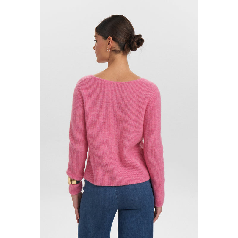 Nümph, Nuriette Rib V-Neck Pullover, Pink Cosmos