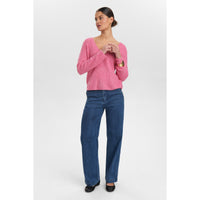 Nümph, Nuriette Rib V-Neck Pullover, Pink Cosmos