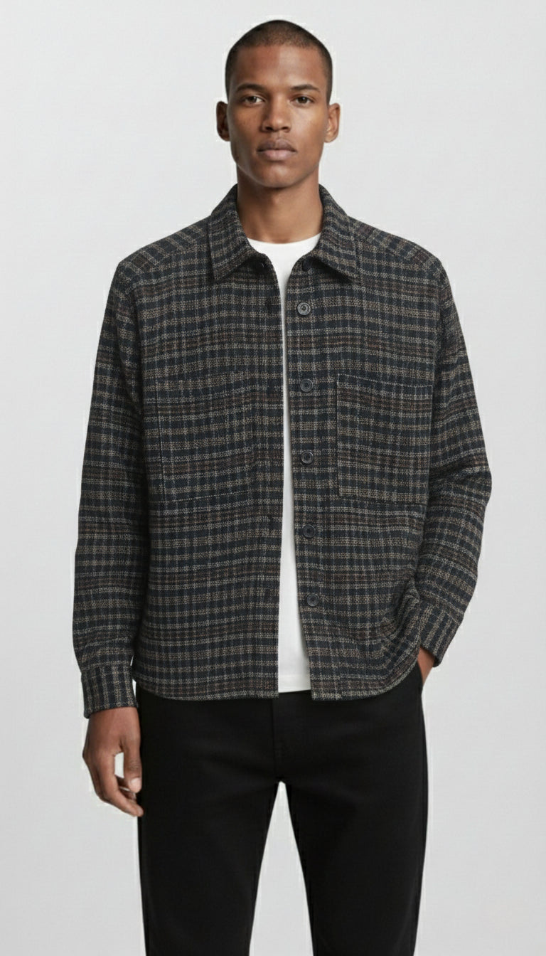 Plenum Studio, Latix New Checke Overshirt, Brown