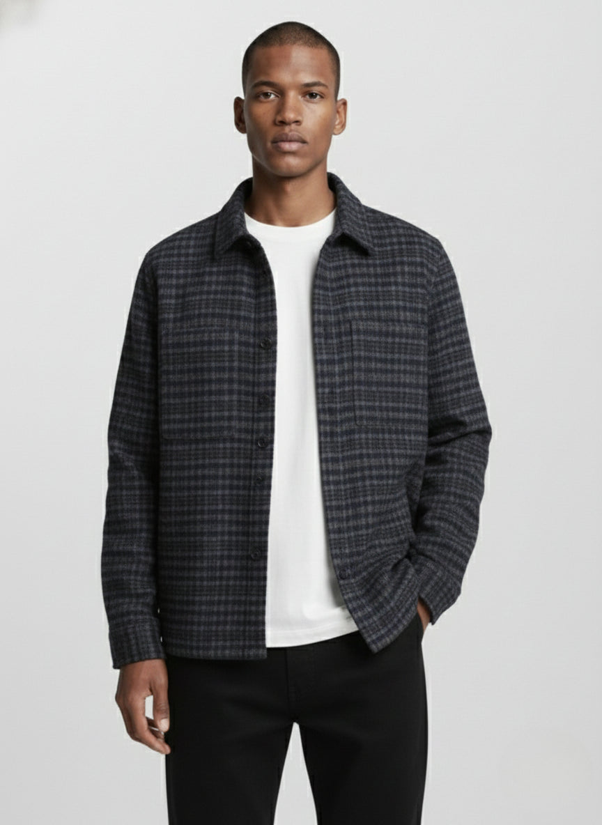 Plenum Studio, Latix New Checked Overshirt, Navy