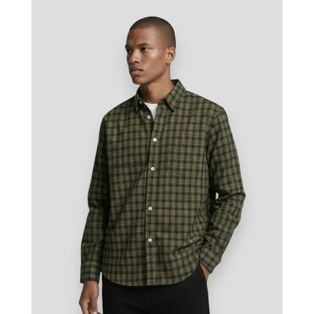 Plenum Studio Lars Core Checked Flannel Shirt, Green Check