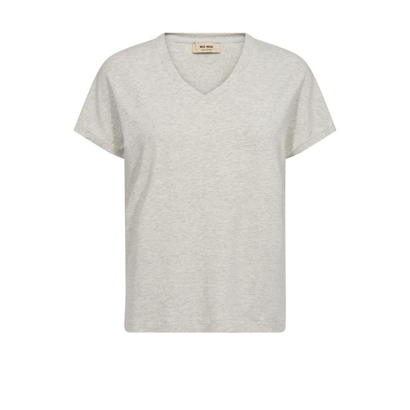 Mos Mosh, MMSienna V-SS Tee, Ecru-Mos Mosh-Minlillebutik.dk