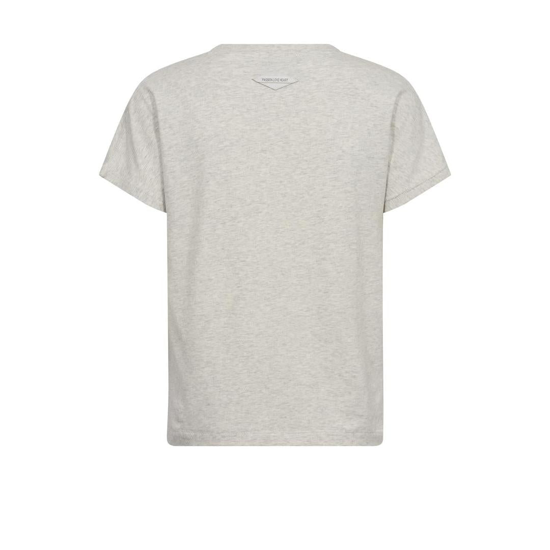 Mos Mosh, MMSienna V-SS Tee, Ecru-Mos Mosh-Minlillebutik.dk