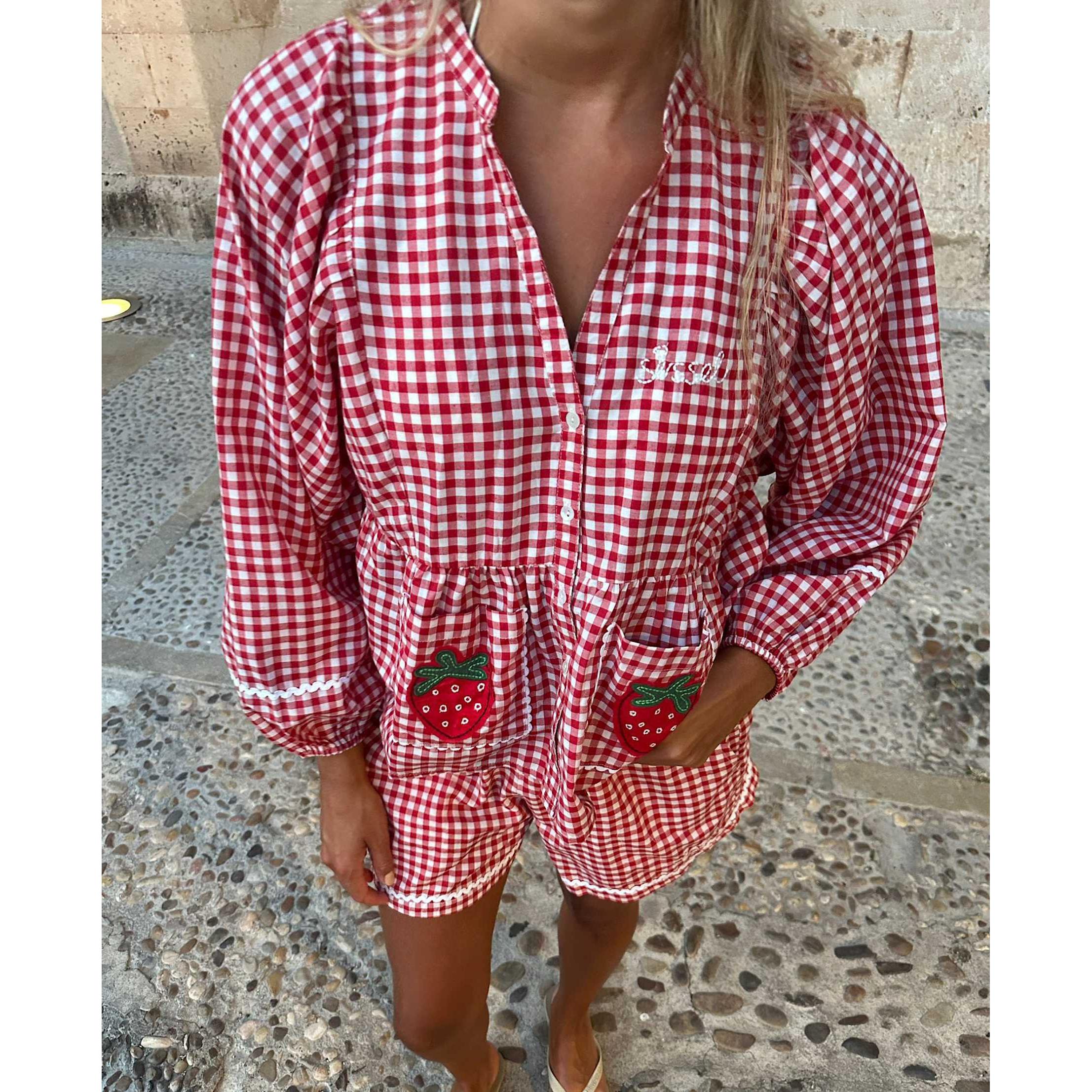 Sissel Edelbo, Bobbie Top, Red Checks-Sissel Edelbo-Minlillebutik.dk