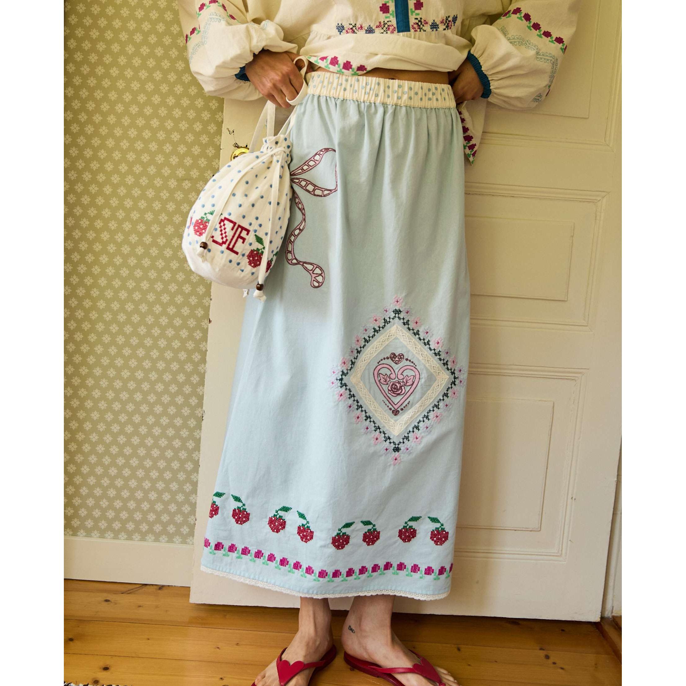 Sissel Edelbo, Louise Skirt, Baby Blue-Sissel Edelbo-Minlillebutik.dk