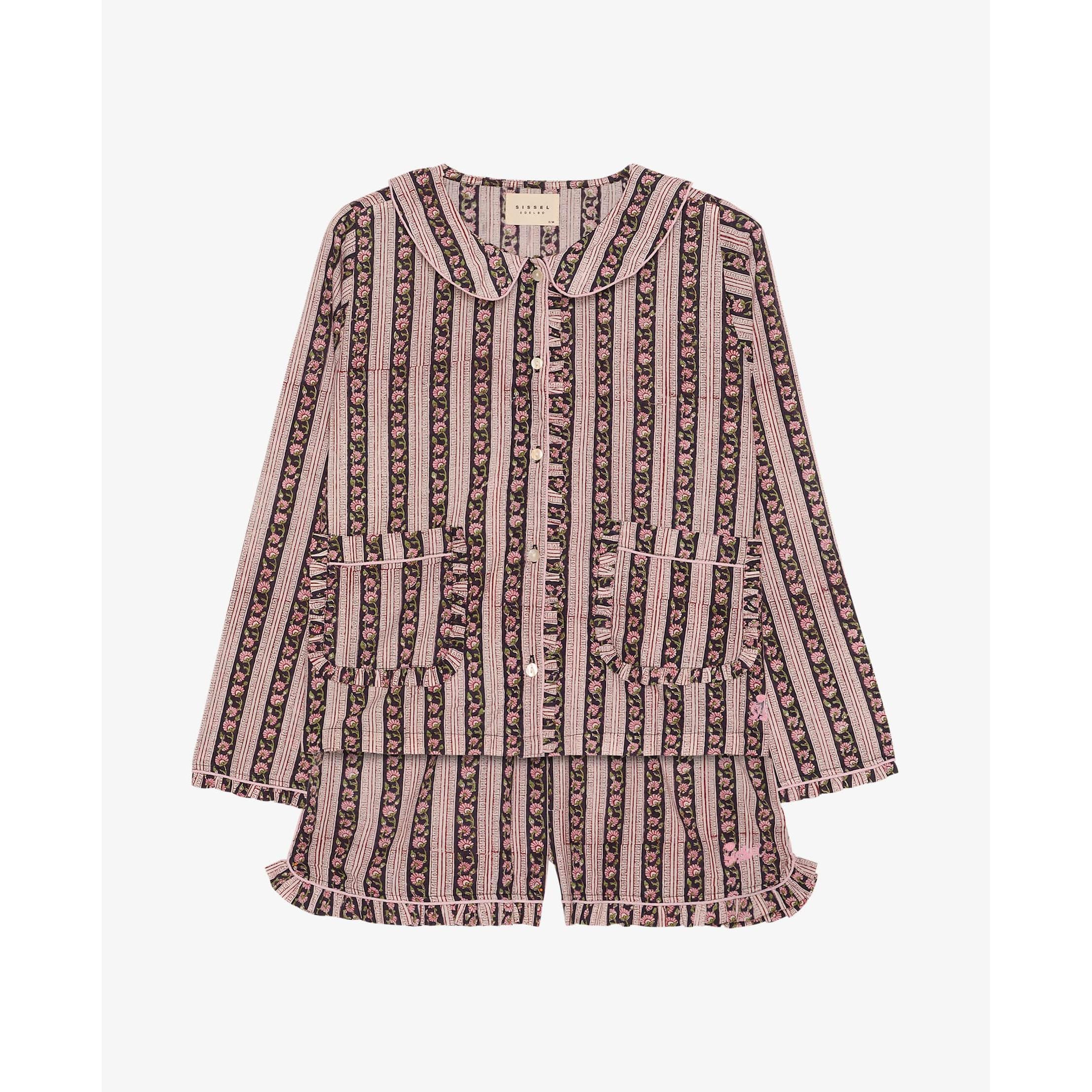 Sissel Edelbo, Nuvena Pyjamas Set, Black Stripes-Sissel Edelbo-Minlillebutik.dk