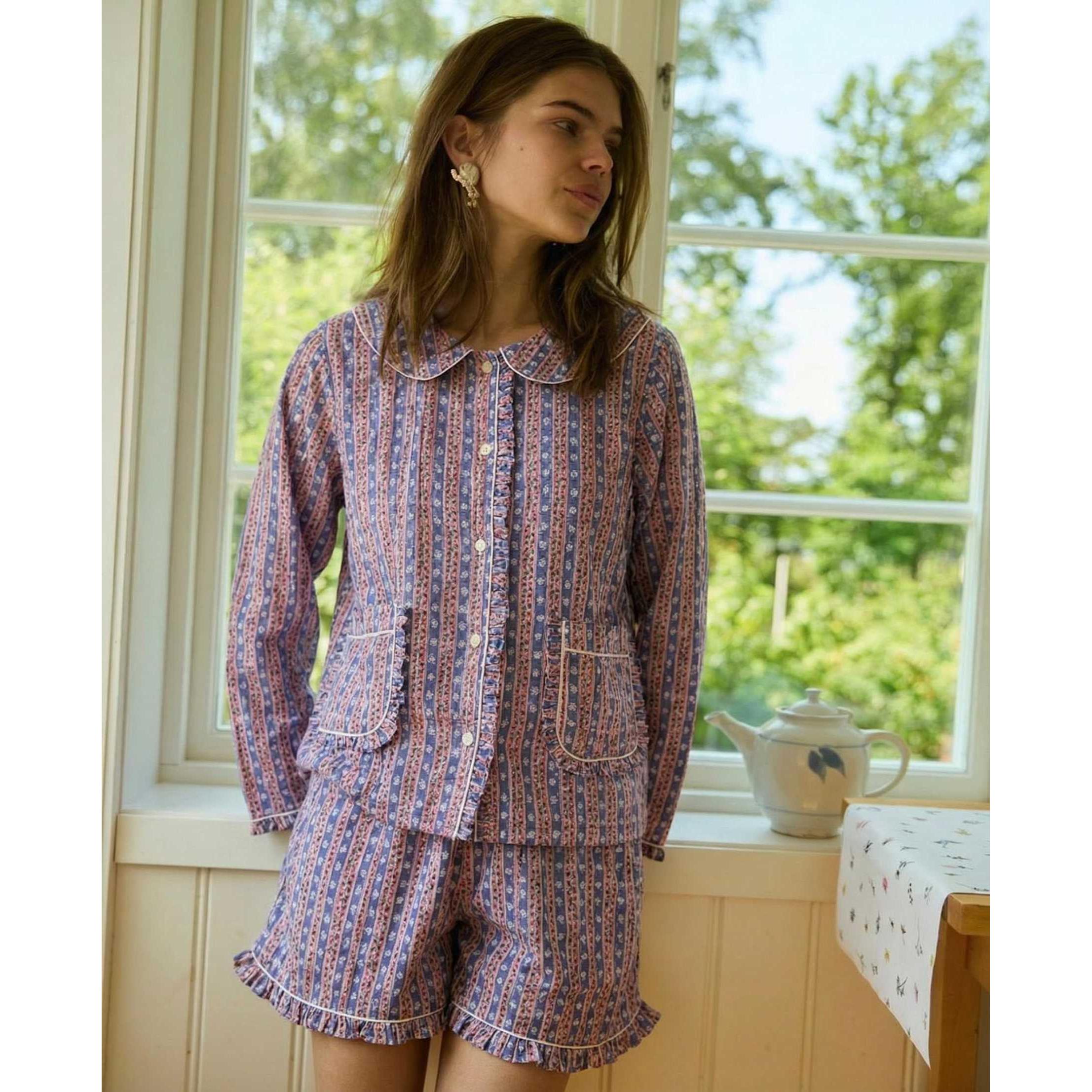 Sissel Edelbo, Nuvena Pyjamas Set, Blue Stripes-Sissel Edelbo-Minlillebutik.dk