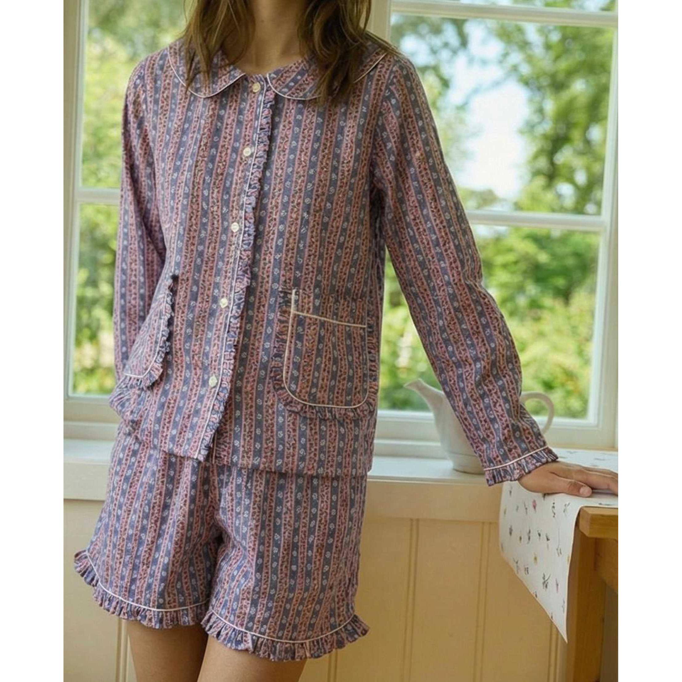 Sissel Edelbo, Nuvena Pyjamas Set, Blue Stripes-Sissel Edelbo-Minlillebutik.dk