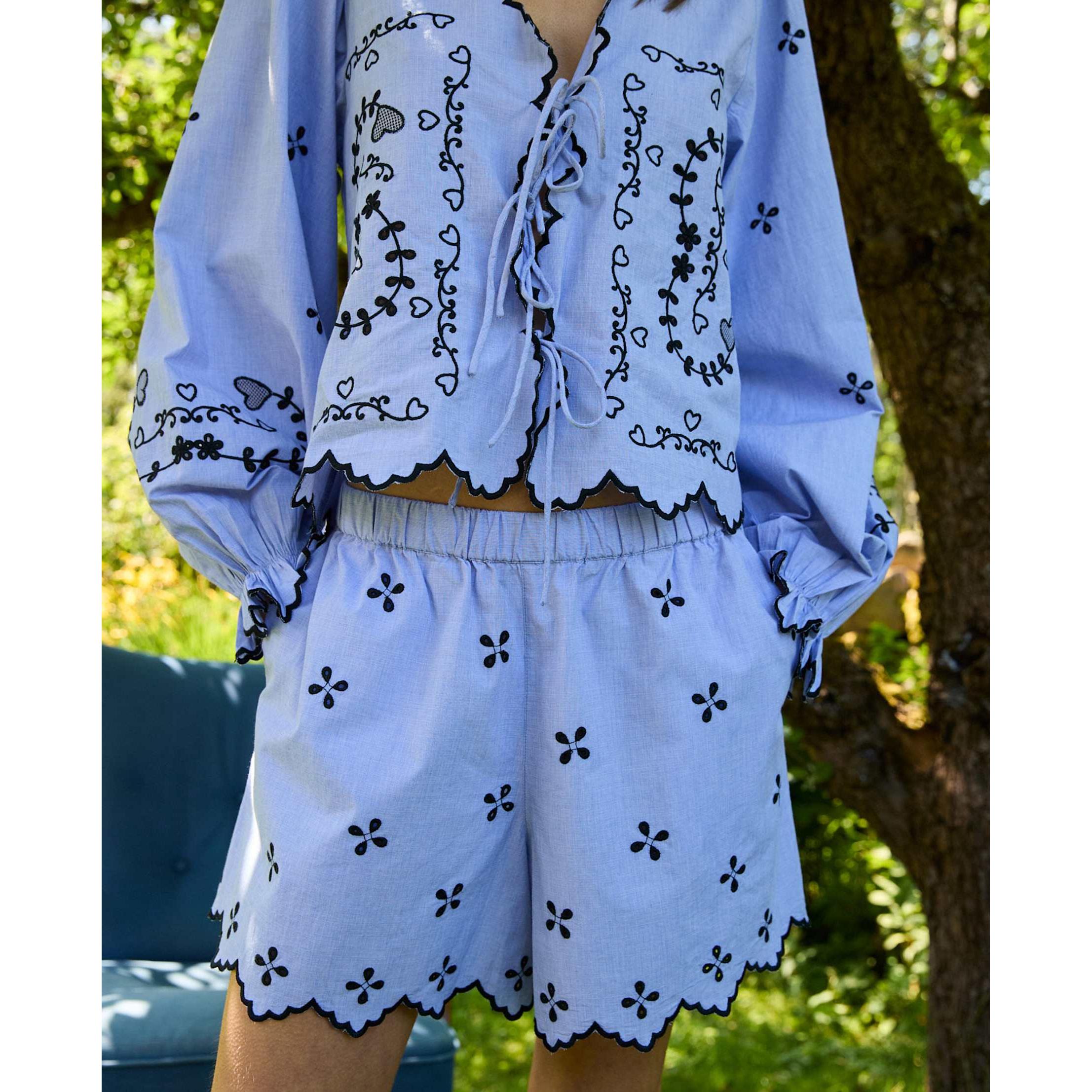 Sissel Edelbo, Tone Shorts, Blue Chambray-Sissel Edelbo-Minlillebutik.dk