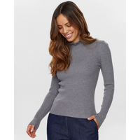 Nümph, Nusidanu highneck pullover wo frill, Medium grey mel