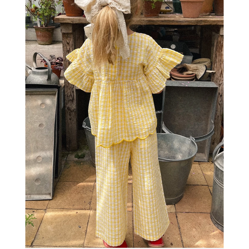 Sissel Edelbo, Saxo MINI Pants, Yellow Checks-Minlillebutik-Minlillebutik.dk