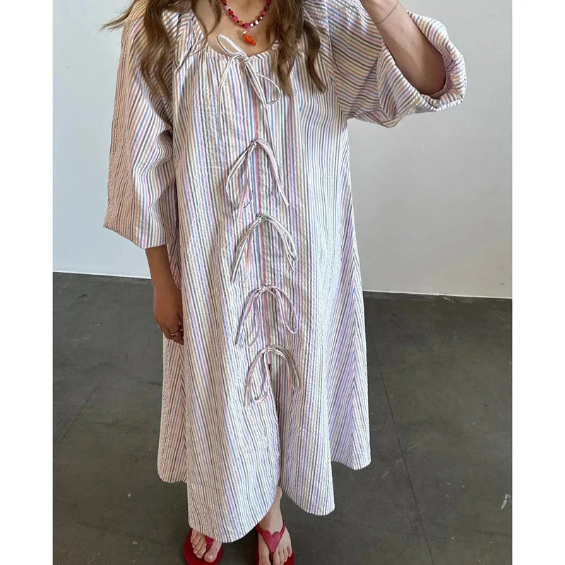 Sissel Edelbo, Stinne Dress, Multi Stripes-Sissel Edelbo-Minlillebutik.dk