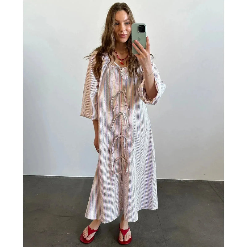 Sissel Edelbo, Stinne Dress, Multi Stripes-Sissel Edelbo-Minlillebutik.dk