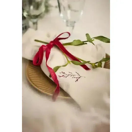 Ib Laursen, Stofserviet, Tradition m/mistelten hørfarvet-Ib Laursen-Minlillebutik.dk