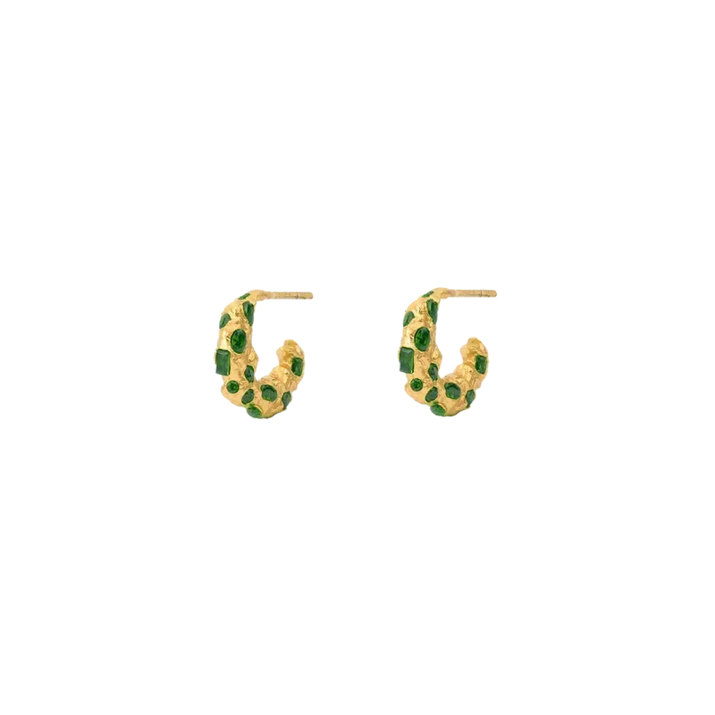 House of Vincent, Trinket Hoop Øreringe, Grøn, Forgyldt-House of Vincent-Minlillebutik.dk