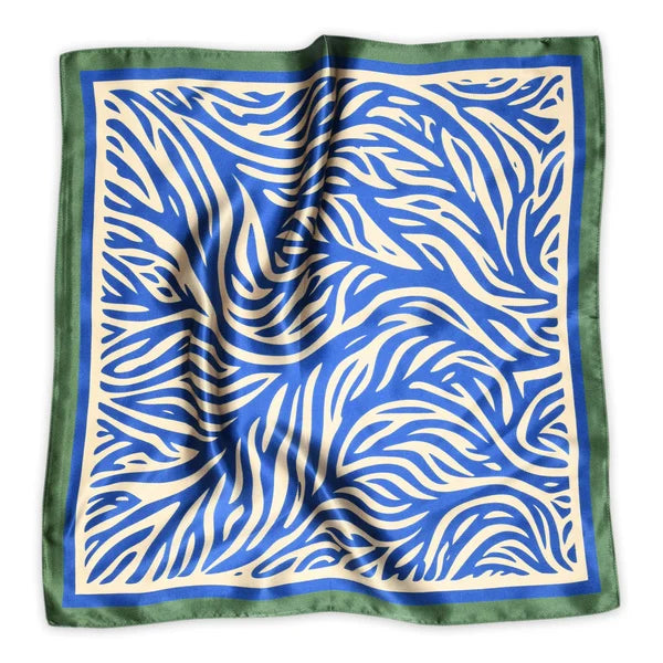 Sneaky Fox, Ziva Small Silk Scarf, True Blue