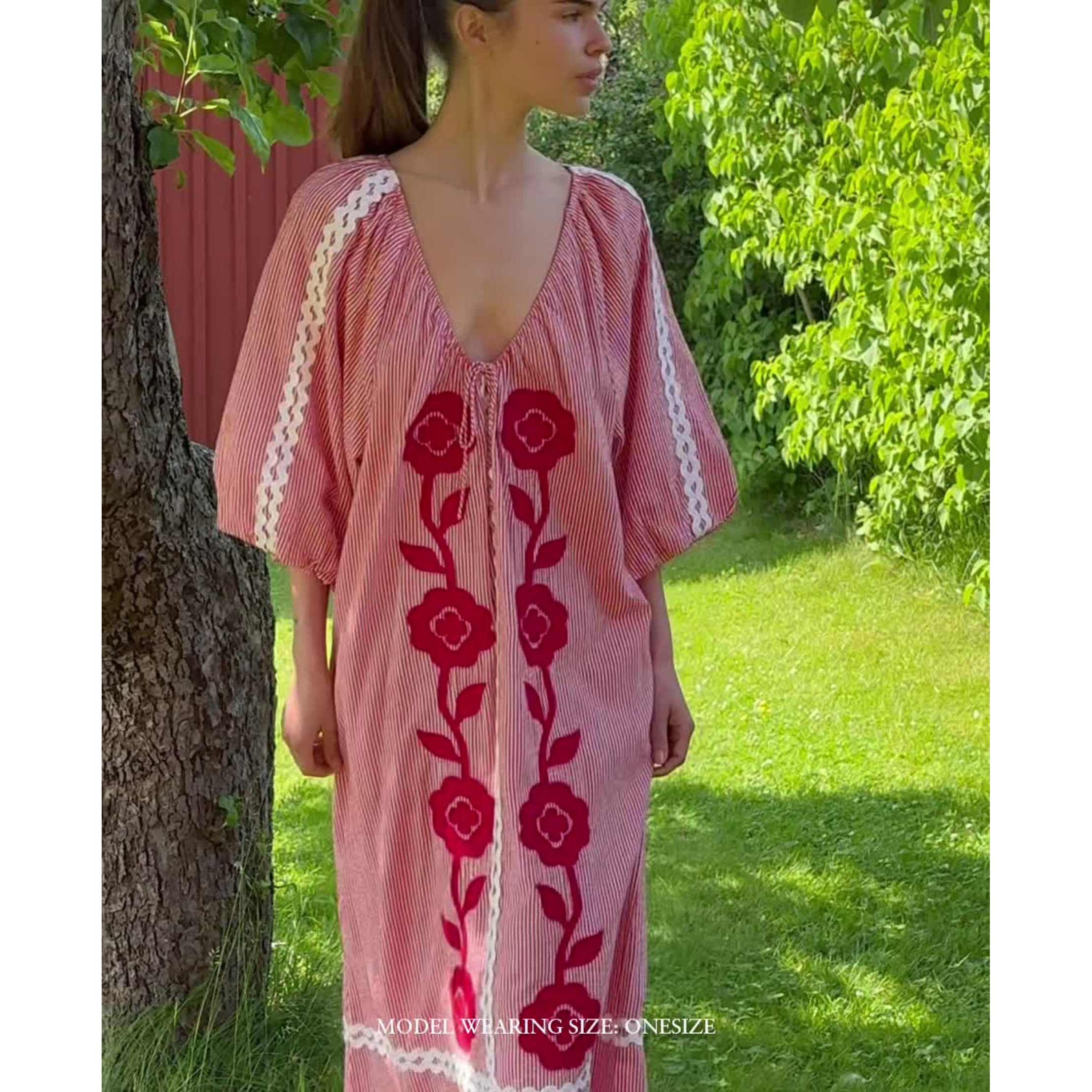 Sissel Edelbo, Abelone Dress, Red Flower-Sissel Edelbo-Minlillebutik.dk