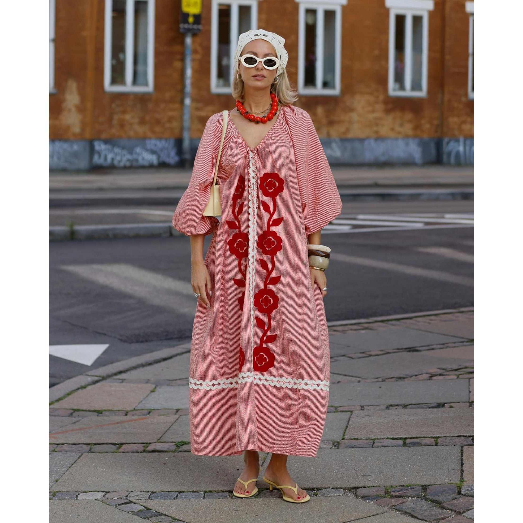 Sissel Edelbo, Abelone Dress, Red Flower-Sissel Edelbo-Minlillebutik.dk