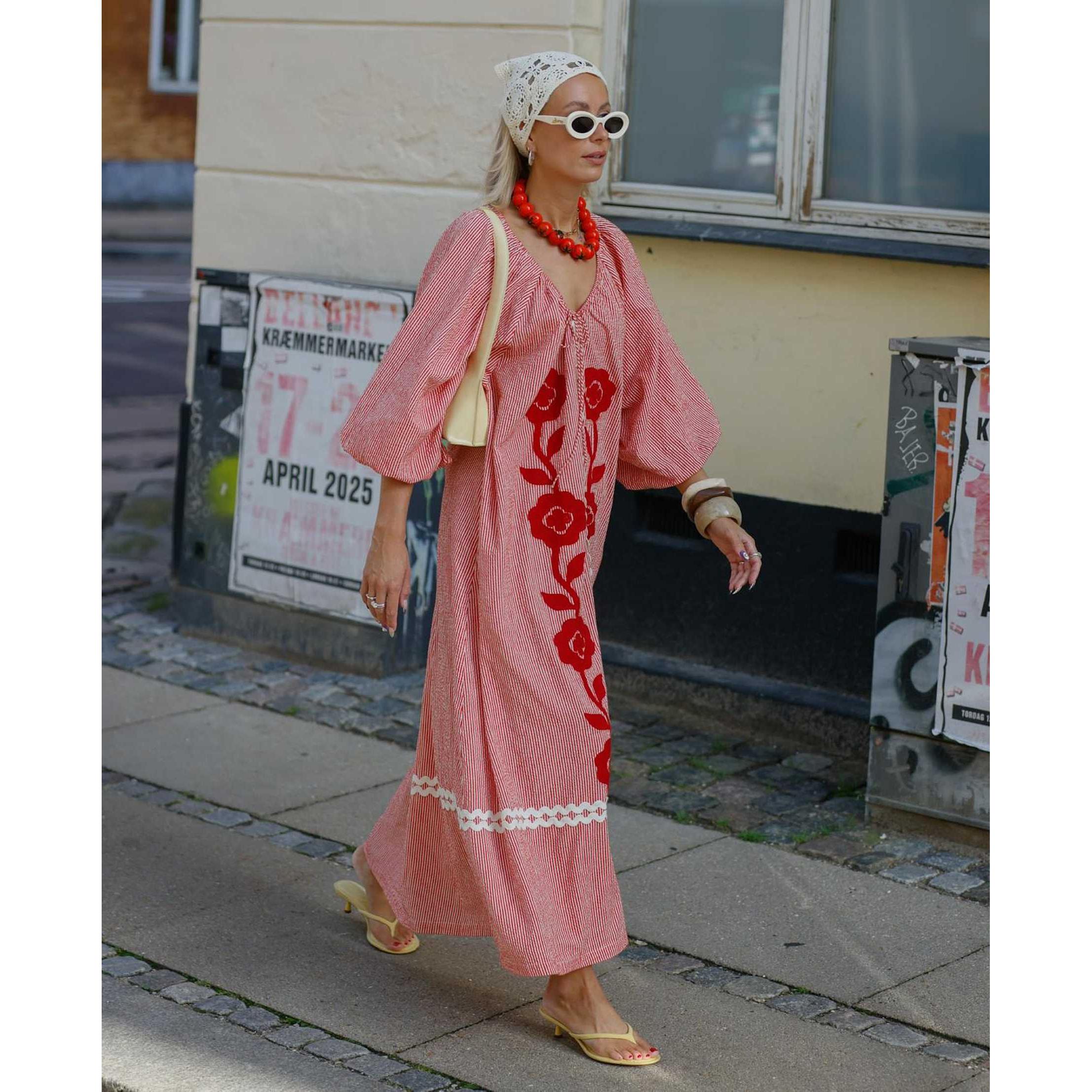 Sissel Edelbo, Abelone Dress, Red Flower-Sissel Edelbo-Minlillebutik.dk
