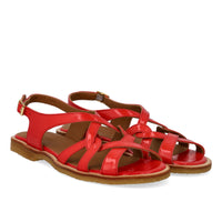 Angulus, Flad sandal med krydsdetaljer, Red Coral-Angulus-Minlillebutik.dk