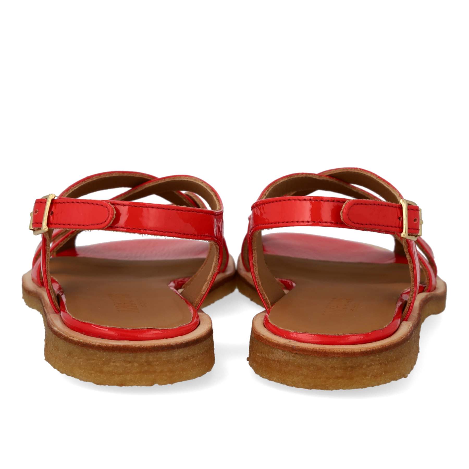 Angulus, Flad sandal med krydsdetaljer, Red Coral-Angulus-Minlillebutik.dk