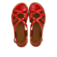 Angulus, Flad sandal med krydsdetaljer, Red Coral-Angulus-Minlillebutik.dk