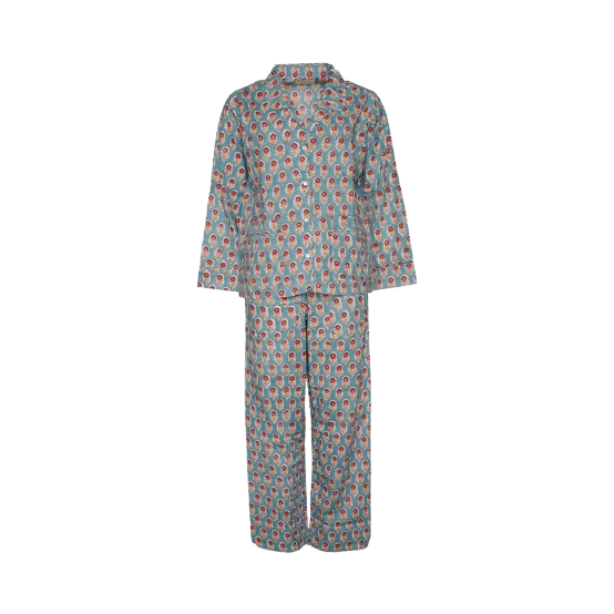 Sissel Edelbo, Nuit Pyjamas Set, Dusty Blue-Sissel Edelbo-Minlillebutik.dk