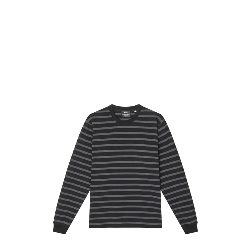 Mads Nørgaard, Cotton Jersey Stripe Frode Tee LS, Asphalt/Black-Mads Nørgaard - Herre-Minlillebutik.dk