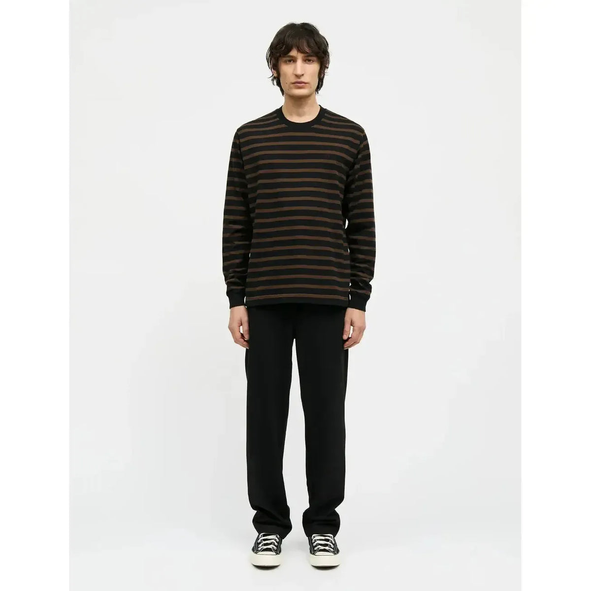 Mads Nørgaard, Cotton Jersey Stripe Frode Tee LS, Black/Demitasse-Mads Nørgaard - Herre-Minlillebutik.dk
