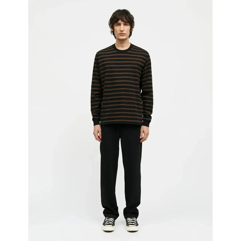 Mads Nørgaard, Cotton Jersey Stripe Frode Tee LS, Black/Demitasse-Mads Nørgaard - Herre-Minlillebutik.dk