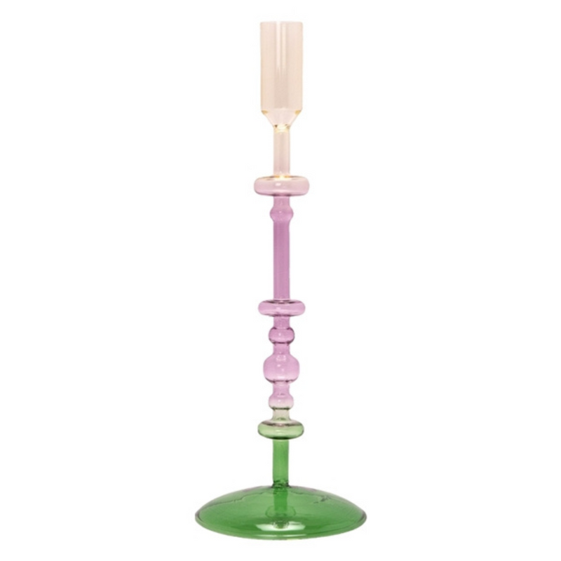 Au Maison, Lysestage, Glas, Grøn/lilla/gul-Au Maison-Minlillebutik.dk