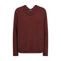 Mos Mosh, MMThora V-Neck Knit, Rum Raisin-Mos Mosh-Minlillebutik.dk