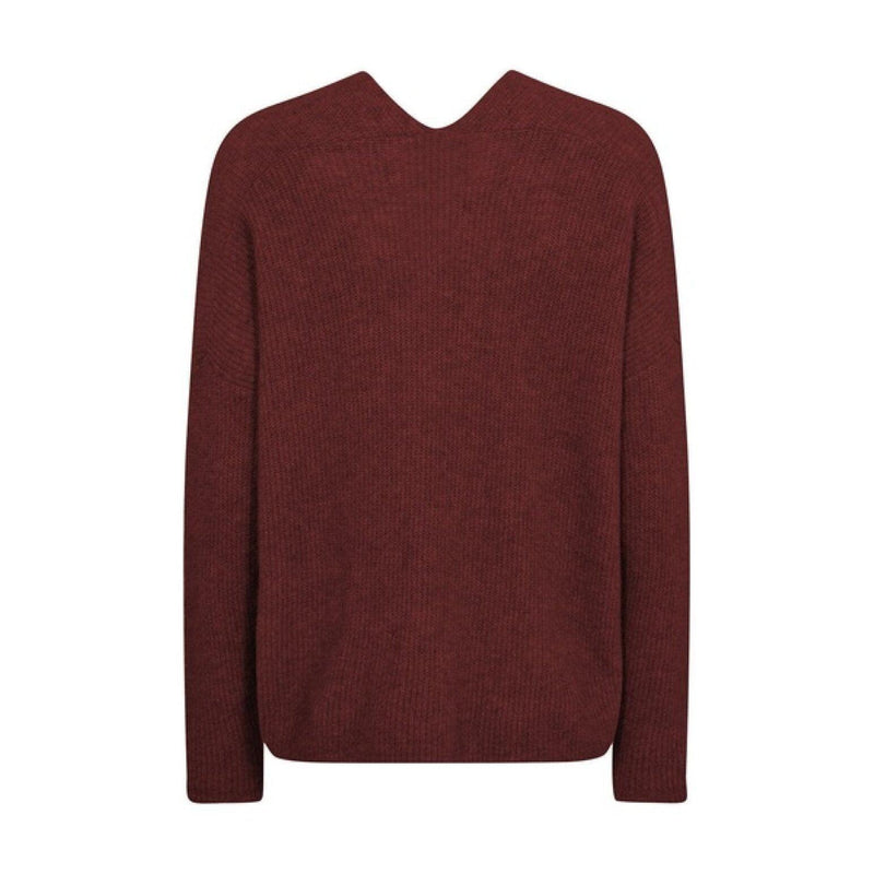 Mos Mosh, MMThora V-Neck Knit, Rum Raisin-Mos Mosh-Minlillebutik.dk