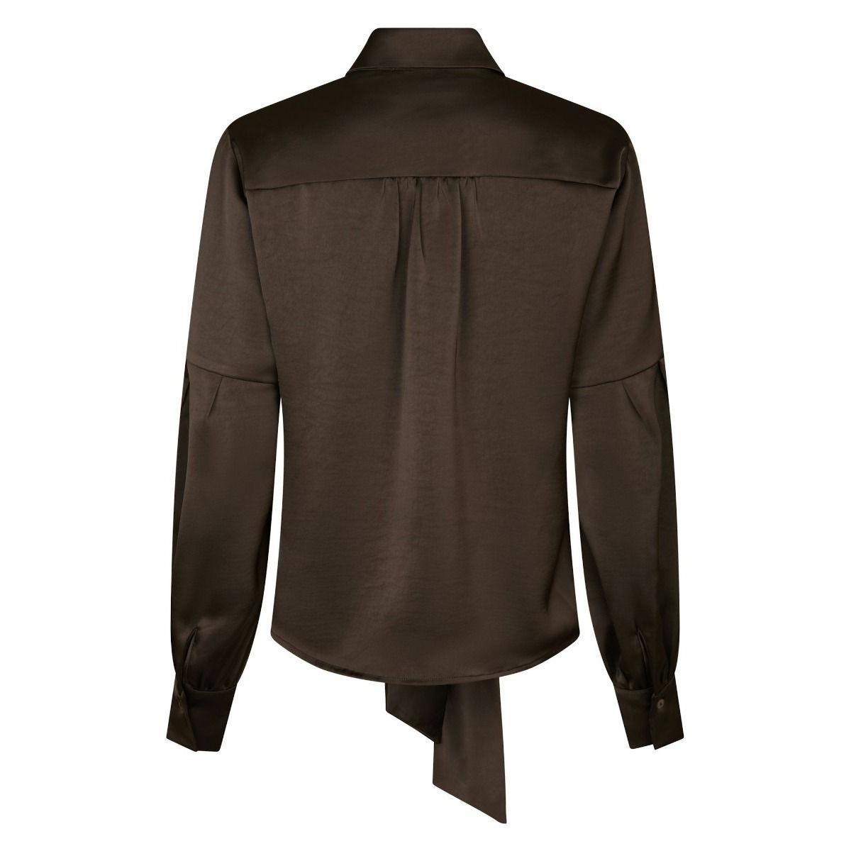 Neo Noir, Naja Satin Shirt, Dark Brown-Neo Noir-Minlillebutik.dk