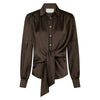 Neo Noir, Naja Satin Shirt, Dark Brown-Neo Noir-Minlillebutik.dk