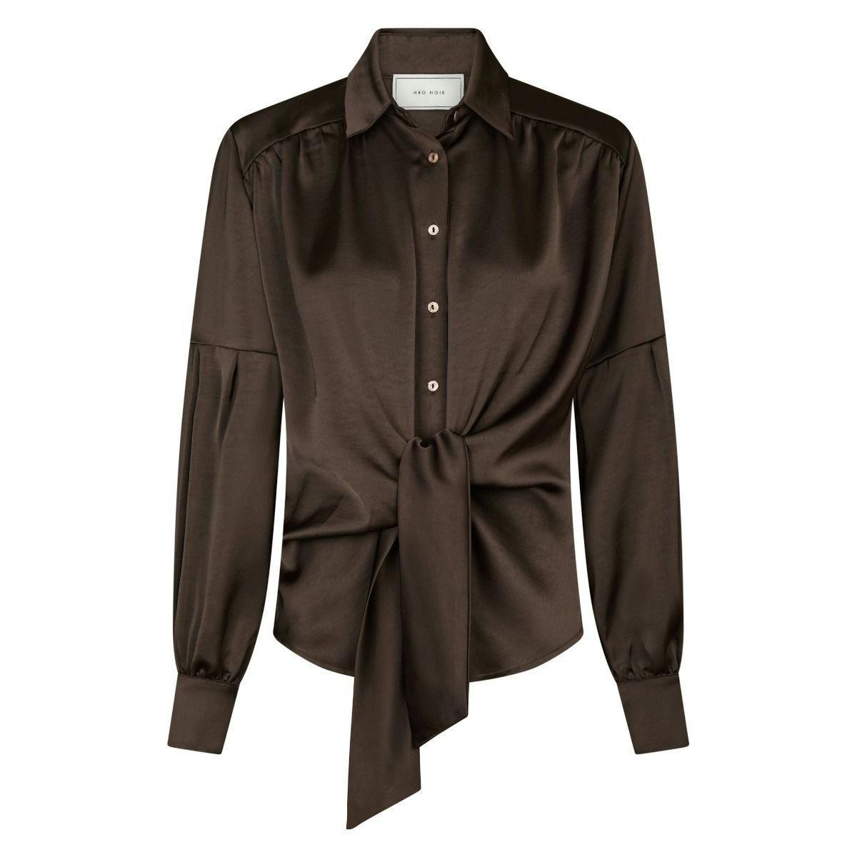 Neo Noir, Naja Satin Shirt, Dark Brown-Neo Noir-Minlillebutik.dk