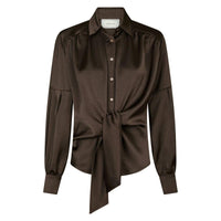 Neo Noir, Naja Satin Shirt, Dark Brown-Neo Noir-Minlillebutik.dk