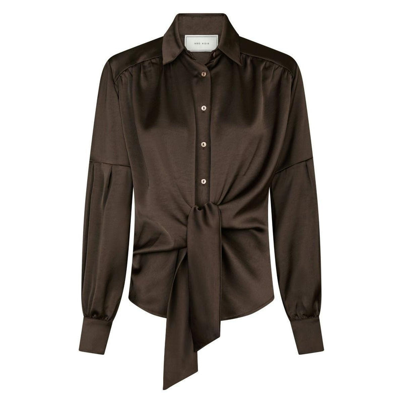 Neo Noir, Naja Satin Shirt, Dark Brown-Neo Noir-Minlillebutik.dk