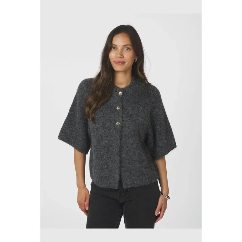 Neo Noir, Benuta Fluffy Knit Cardigan, Antracit Melange-Neo Noir-Minlillebutik.dk