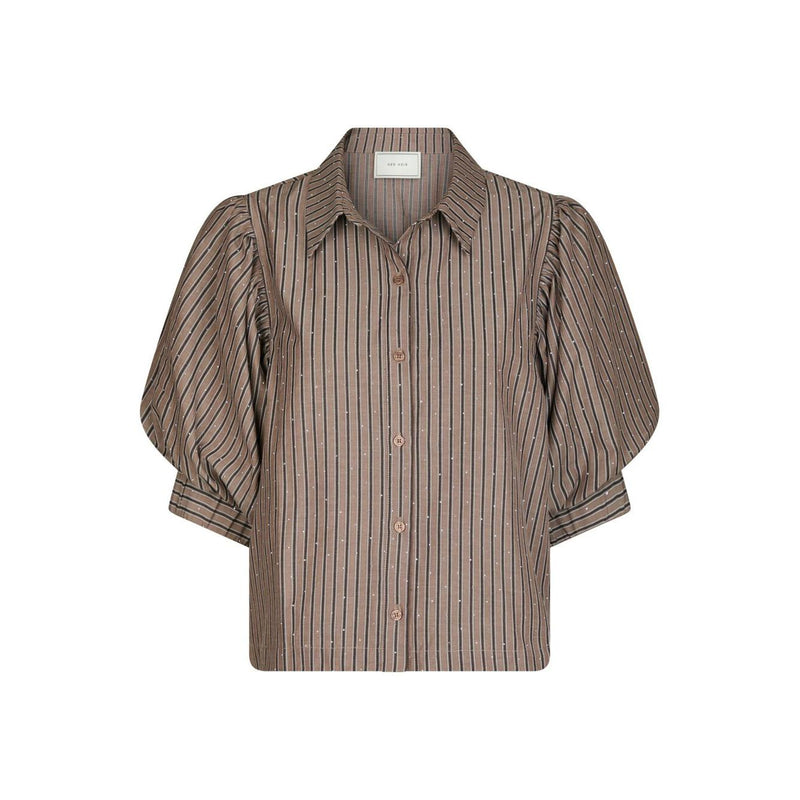 Neo Noir, Etta Soft Stripe Stone Shirt, Brown-Neo Noir-Minlillebutik.dk