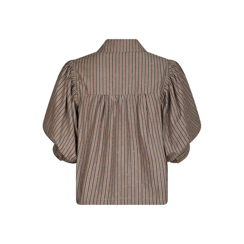 Neo Noir, Etta Soft Stripe Stone Shirt, Brown-Neo Noir-Minlillebutik.dk