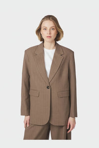 Neo Noir, Gaby Pinstripe Blazer, Taupe