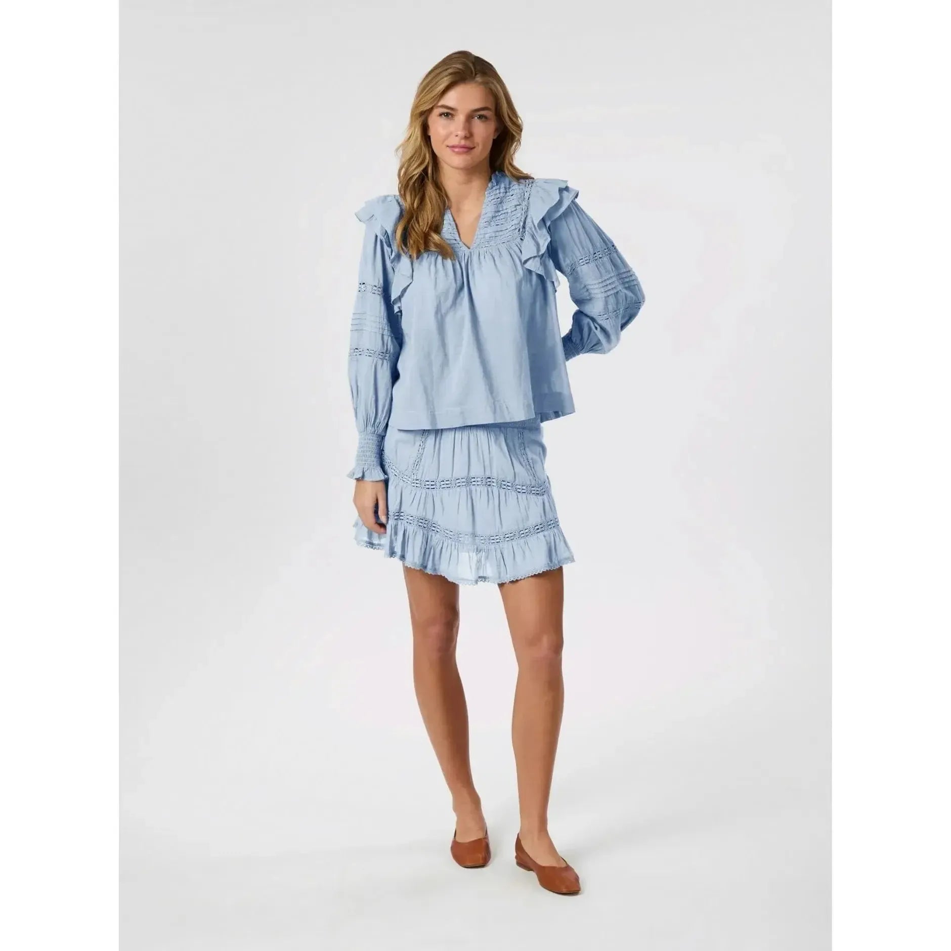 Neo Noir, Mauri S Voile Blouse, Light Blue-Neo Noir-Minlillebutik.dk