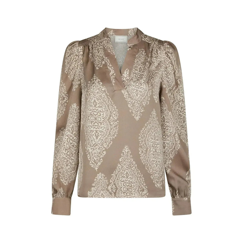 Neo Noir, Rosslyn Paisley Drop Blouse, Dark Taupe-Neo Noir-Minlillebutik.dk