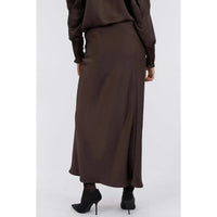 Neo Noir, Vicky Heavy Sateen Skirt, Dark Brown-Neo Noir-Minlillebutik.dk