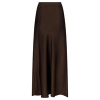 Neo Noir, Vicky Heavy Sateen Skirt, Dark Brown-Neo Noir-Minlillebutik.dk