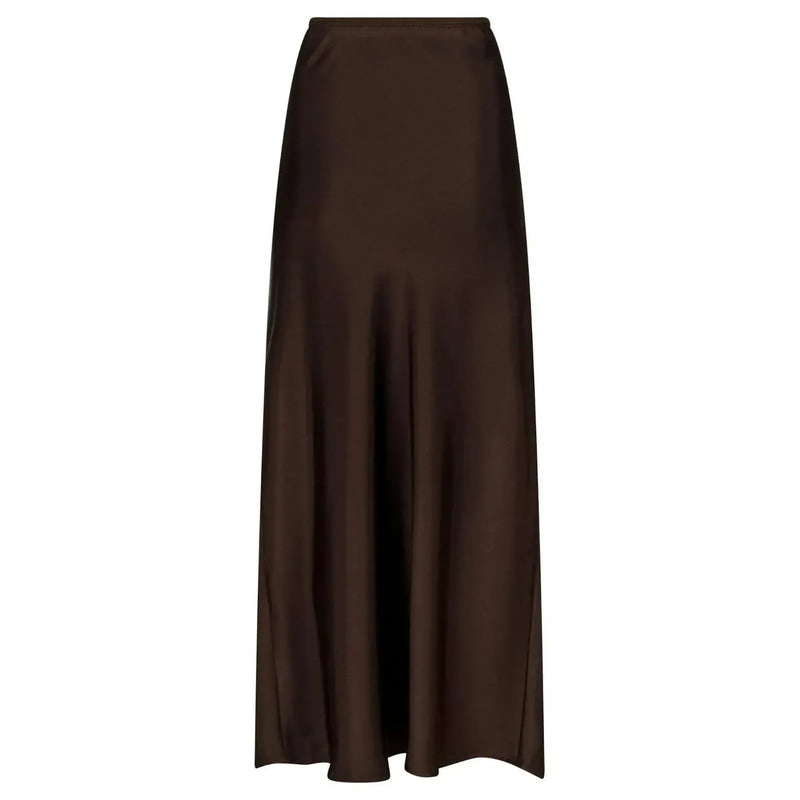 Neo Noir, Vicky Heavy Sateen Skirt, Dark Brown-Neo Noir-Minlillebutik.dk