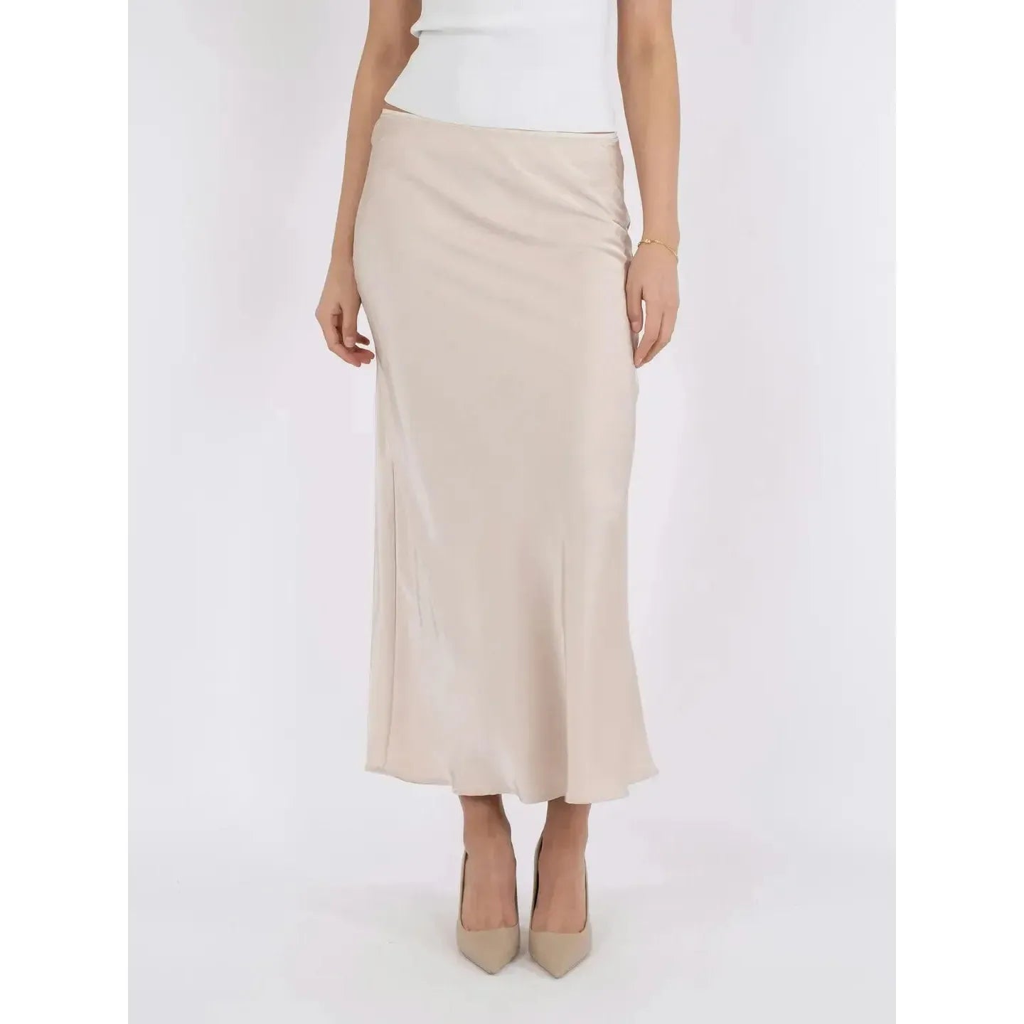 Neo Noir, Vicky Heavy Sateen Skirt, Champagne-Neo Noir-Minlillebutik.dk