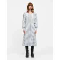 Mads Nørgaard, Poplinda Esme Dress, Shadow Pinstripe/Winery-Mads Nørgaard - Dame-Minlillebutik.dk